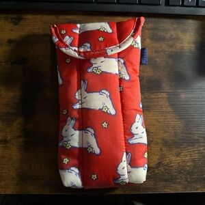 SOLD-BAGGU Red Bunny Print Padded Eyeglass Case